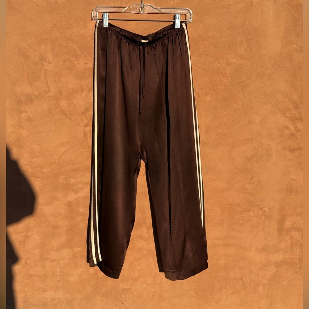 DONNI. The Silk Stripe Crop Pant 🤎Espresso with Cream Stripes